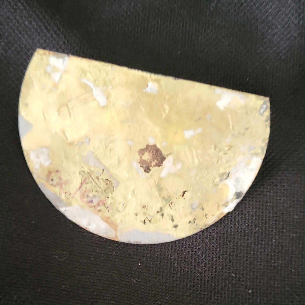 Gold and Cream Half-Moon Art Pin